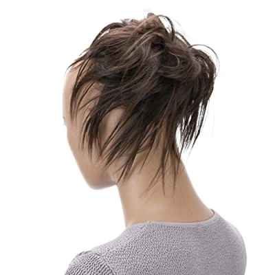 Imagen de CAISHA Postizo Goma Para El Pelo Voluminosa Grande Desordenada Fibra Sintética Resistente Al Calor Marrón Chocolate G2F