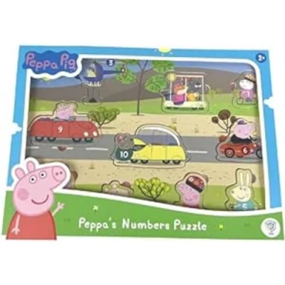Imagen de Peppa Pig Puzzle de Madera encajable números Aprende los con Contiene 10 Piezas (Deqube 921D00066)