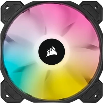 Imagen de CORSAIR iCUE SP120 RGB ELITE Ventilador de rendimiento 120 mm PWM (tecnología AirGuide, ocho LED programables, bajo nivel ruido 18 26.5 dBA, control PWM, 1500 rpm), negro