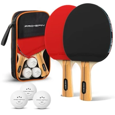 Imagen de PRO SPIN Palas de Ping Pong, Set Alto Rendimiento Tenis Mesa, Pelotas Pong 3*, Caja Almacenamiento 2 Mesa Exterior, Interior