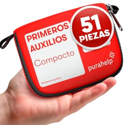 Imagen de PURAHELP Mini Botiquín de Primeros Auxilios Compacto y ligero 51 piezas para viajes, outdoor, camping bicicleta Kit First Aid
