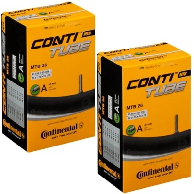 Imagen de Continental Pack 2 cámaras MTB 26 1.75 2.5, válvula Schrader (Gruesa), 42 mm, Unisex Adulto, Negro, [47 559 &gt;62 559]
