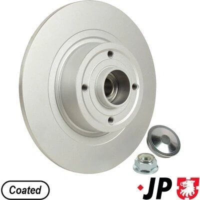 Imagen de JP GROUP 4363201100 Disco de freno Eje trasero 270 10 4 macizo revestido con cojinete rueda incorporado, anillo sensor ABS RENAULT: GRAND SCENIC 2
