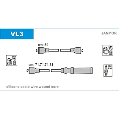 Imagen de JANMOR VL3 Juego de Cables Encendido VOLVO: 240 Berlina, Familiar, 340 360 Hatchback