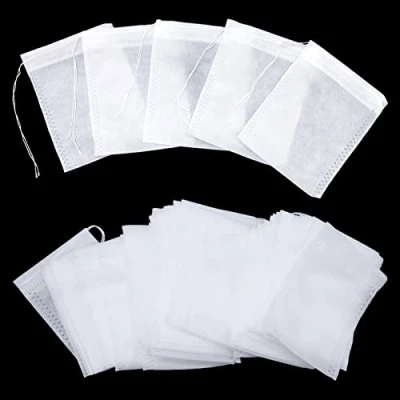 Imagen de 200 Piezas Bolsas De Te Vacias, 6cm X 8cm Desechables con Cordón, para Te, Bolsitas Té Fragante, Especias, Vainilla, Lavanda, Café