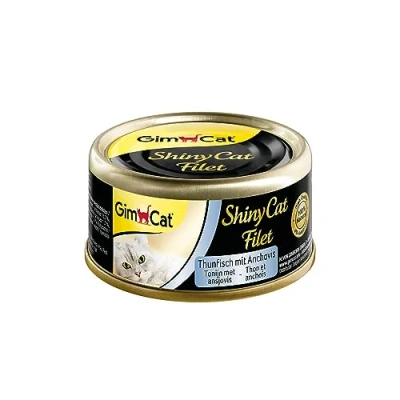 Imagen de GimCat ShinyCat Filet atún con anchoas Comida para gatos jugoso filete y sin azúcar añadido, adultos 24 latas (24 x 70 g)