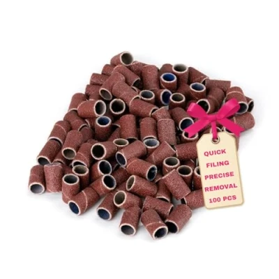 Imagen de LALILL 100 pzs. Capuchones Abrasivos Grano 180 Manguitos Bandas Abrasivas Taladro Lijado para el Cuidado de los Pies Mandrell Fresas Uñas Accesorio Manicura Pedicura