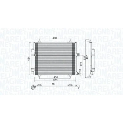 Imagen de MAGNETI MARELLI 350203886000 Condensador con secador 574x454x16 454 574 16 PEUGEOT: Expert II Tepee, 807, CITROËN: C8, Jumpy Furgón, MPV