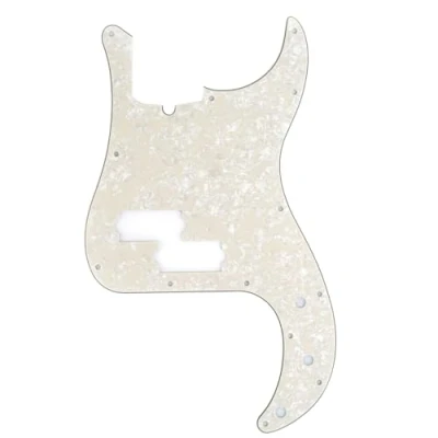 Imagen de Musiclily Pro 13 Agujeros Estilo Moderno P Bass Pickguard Golpeador para Bajo Precision de Fabricación Americana 4 Cuerdas,4 capas Parchment Pearl