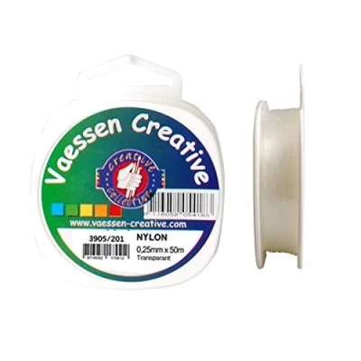 Imagen de Vaessen Creative Hilo de Nylon Invisible, 0.25mm, Carrete 50m, No elástico, para Coser, Enhebrar Cuentas, Decoración Colgante y Manualidades DIY