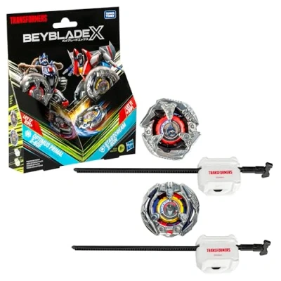Imagen de Beyblade X, Pack múltiple Colaboración con Transformers, Set Optimus Primal 3 60F vs. Starscream 80N 2 Tops y lanzadores, de Batalla para niños niñas a Partir 8 años