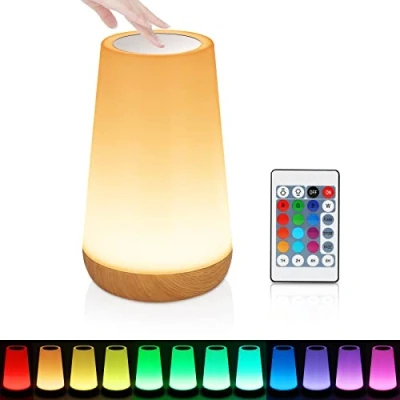 Imagen de Luz Nocturna Led USB Recargable Regulable Lámpara de Mesita Noche, Control Remoto y Tactil Lampara Ambiente, Temporizador, 13 Colores Cambio Color Para Niños, Dormitorio, Cámping