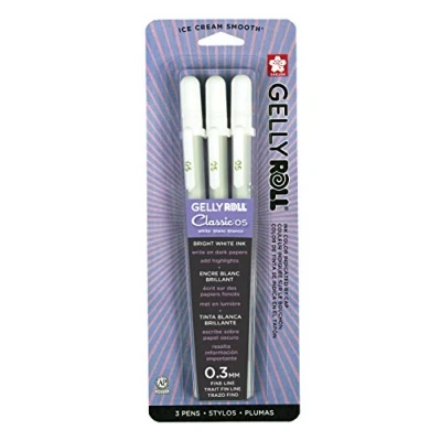 Imagen de SAKURA Rollo de gel, blanco, 3 bolígrafos, blanco brillante, en una funda, tamaño fino 05