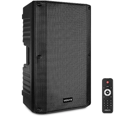 Imagen de Vonyx VSA15BT Altavoz Activo portátil 1000w autoamplificados. 15 Pulgadas Profesional con Bluetooth, Ecualizador, Entrada de Guitarra y Reproductor MP3