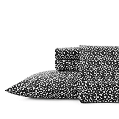 Imagen de Marimekko Sábanas Queen, Juego de Ropa Cama percal algodón, decoración Fresca y para el hogar (Pikkuinen Unikko Negro, Queen)