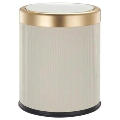 Imagen de KITCHEN MOVE Cubo de basura Push plástico 8L GLINT blanco y dorado