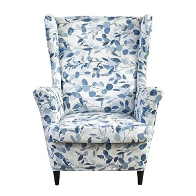 Imagen de Meigeh Fundas de Sillón orejero elástica 1 Plaza Estampado para sillones con Respaldo ala Cubre Sala Estar Jianqiu