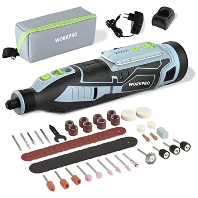 Imagen de WORKPRO Amoladora Inalámbrica, Multiherramienta 12V, Herramientas Rotatorias Multifunción con 114 Accesorios, Batería, 5 Velocidades Variables 32000 rpm, para Cortar, Esmerilar, Grabar, Perforar