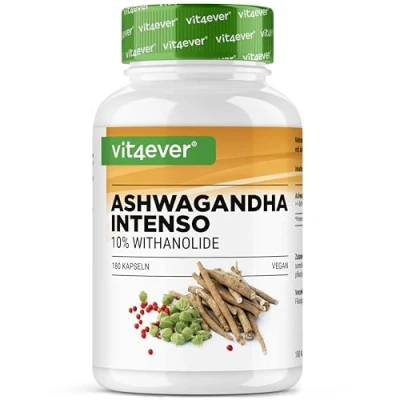 Imagen de Ashwagandha 180 cápsulas con 750 mg de extracto puro Premium: 10% withanólidos Probado en laboratorio Alta pureza Vegano Altamente dosificado
