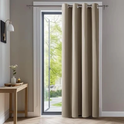 Imagen de Deconovo Cortinas Dormitorio Salon Opacas Moderna con Ojales, Termicas Aislantes Frio y Calor 140x290 cm(Ancho x Alto) Caqui, 1 Pieza