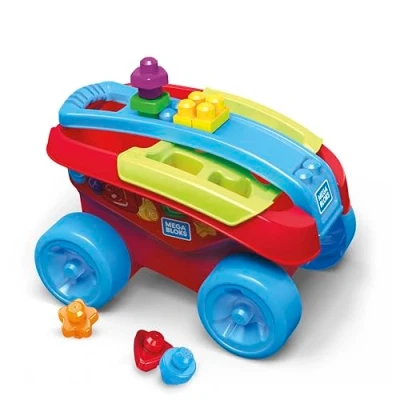 Imagen de Mega Bloks Carrito Encajabloques, juguete de construcción para bebé +1 año (Mattel FVJ47)