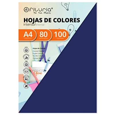 Imagen de Pack 100 Hojas Color Azul Oscuro Tamaño A4 80g