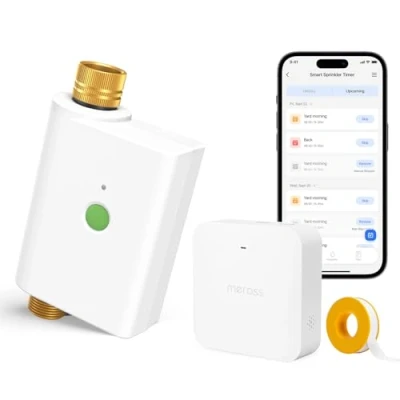 Imagen de Meross Programador Riego WiFi con Monitorización del Consumo Hídrico, Temporizador Automático Compatible Apple Home, Alexa y Google Control por Voz Gestión Remota (Solo 2,4 GHz WiFi)
