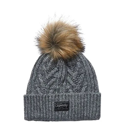 Imagen de Superdry Cable Lux Beanie Gorro de Punto, Soft Grey Marl, Talla única para Mujer