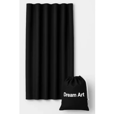 Imagen de Dream Art Portable En Cualquier Lugar Cortinas Opacas Cortina con ventosas para Puerta corredera Guardería Bebé niños Dormitorio de los el hogar y Viaje, Ajustable por Velcro Negro