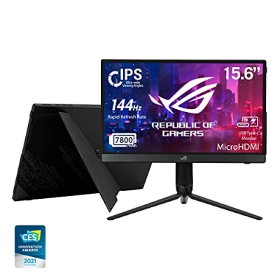 Imagen de ASUS ROG Strix XG16AHP Monitor de Gaming portátil 15.6&quot; (144 Hz, FHD (1920 x 1080), IPS, NVIDIA G Sync, USB Type C, Micro HDMI, trípode y Funda), Black