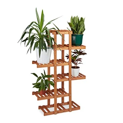 Imagen de Relaxdays Soporte Plantas para Interior 5 Niveles, Madera, Marrón claro, 125 x 81 25 cm