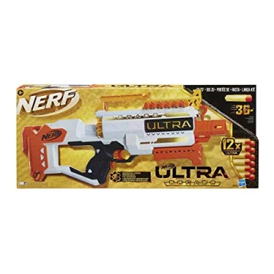 Imagen de Nerf Dorado Blaster motorizado, Carga rápida de Nalgas, 12, Compatible Solo con Dardos Ultra, Multicolor (Hasbro F2017)