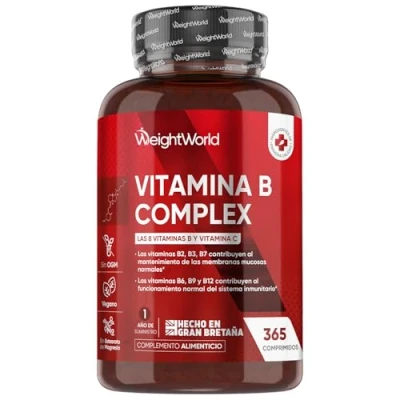 Imagen de Vitamina B Complex con C 365 Comprimidos Veganos Para 1 Año Complejo Completo B1, B2, B3, B5, B6, B7 (Biotina), B9 (Ácido Fólico) y B12