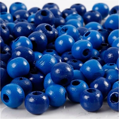 Imagen de Cuentas de madera , dia: 8 mm, medida agujero 2 azul, 15gr, aprox. 100 ud