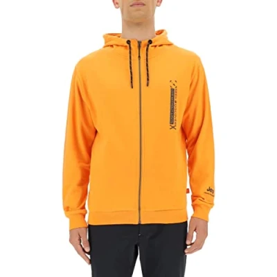 Imagen de JEEP O102625 O288 XP Man Hooded Sweatshirt Full Zip Seek&amp;Discovery Small Vertical Print JX22A Hombre Sun Orange/Black XXL