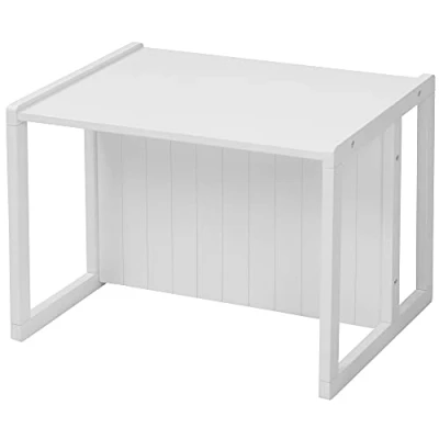 Imagen de roba Banco Infantil 2en1 de Madera Ajustable en 2 Alturas Asiento Convertible Mesa o Escritorio Capacidad Máxima 60 kg Estilo Campestre Blanco