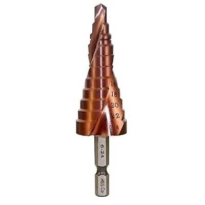 Imagen de Meichoon HSS M35 Cobalto Broca Escalonada 6 24mm Flauta Espiral Taladro Grande Multi agujero Mango Hexagonal Perforación Corte Agrandar Placa de Stainless Steel Plate Quenching DC1604