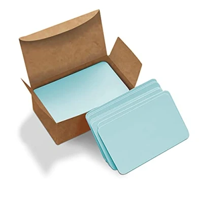 Imagen de VANRA 300 tarjetas de índice en blanco pequeñas 3.5 x 2 pulgadas, estudio, regalo mensaje palabra, etiquetas papel kraft (azul, unidades)