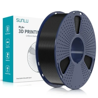 Imagen de SUNLU PLA Plus 3D filamento para impresora, PLA+ de 1.75mm, dureza mejorada compatible con impresoras FDM, precisión dimensional +/ 0.02mm, carrete 1kg (2.2libras), Negro