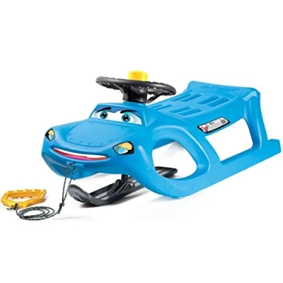 Imagen de Trineo Zigi Zet Steering en forma de coche, con deslizadores acero y cuerda volante bocina, pala deslizadora direccionable
