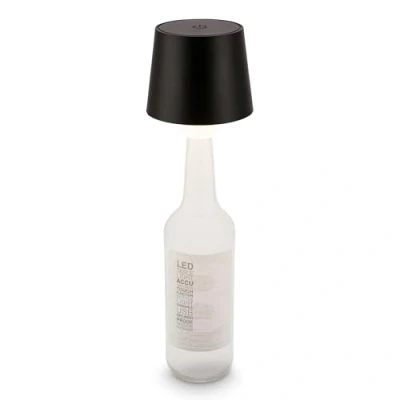 Imagen de BRILONER lampara de mesa sin cable con control táctil, regulable, luz blanca cálida, botella, mesita noche cable, LED recargable, 10,5x11,5 cm, negro