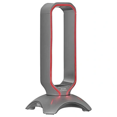 Imagen de SOPORTE DE AURICULARES CON HUB USB 2x2.0 MARS GAMING ILUMINACION RGB FLOW COLOR NEGRO