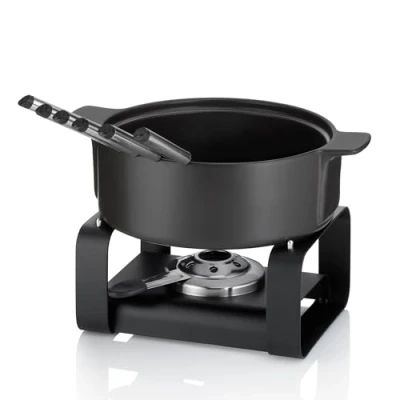 Imagen de kela Roman (9 Piezas, cerámica para 6 Personas, Set de Fondue Queso con Soporte Pasta Combustible, Tenedores)