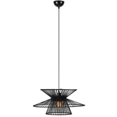 Imagen de Markslöjd Lámpara colgante Duplici, enchufe, negro, bambú, Ø 57 cm