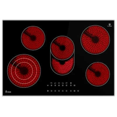 Imagen de Placa vitrocermica 80 cm 9,255 kW 5 fuegos 9 niveles de potencia zona cocción triple ovalada doble, KK7705ED
