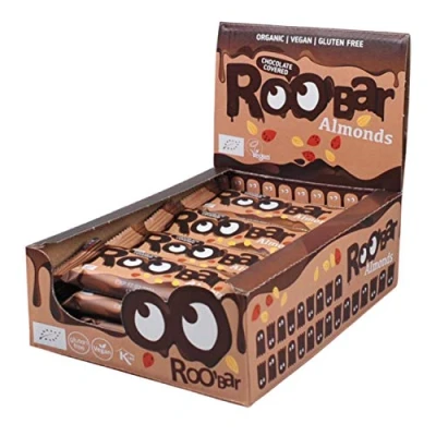 Imagen de Roobar Barra De Almendras Cubierta Chocolate Con Ingredientes Orgánicos Y Veganos Para Una Experiencia Sin Gluten Lácteos, 16 X 30 G En Caja