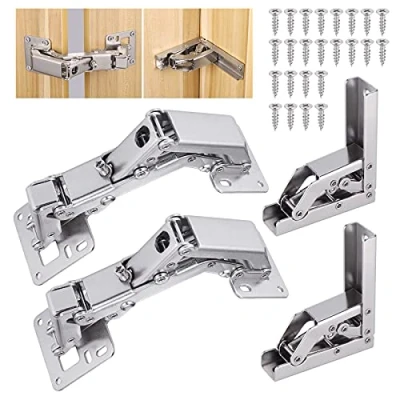 Imagen de Zocipro 4 Piezas Bisagras Puertas Cocina, 90/170 Para Muebles de Cocina Cierre Suave con 24 Tornillos, Armarios, Armarios Baño