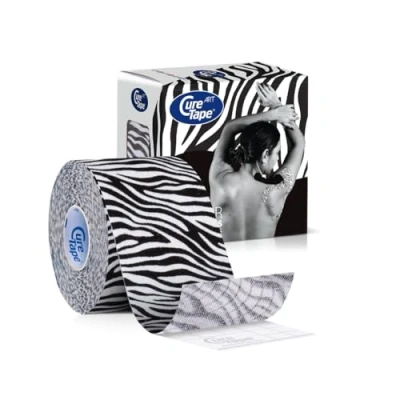 Imagen de CureTape Art Cinta Kinesiológica 1 Rollo 5cm x 5m Resistente al Agua Médica Sin Látex KinesioTape para Deportes y Fitness de Kinesio Extremos (Cebra)