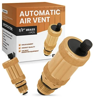 Imagen de Ventilación automática del radiador 1/2 pulgada Válvula de purga aire Tornillo simple para calentadores Color Latón