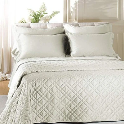 Imagen de Caleffi Colcha Acolchada de satén Liso para Cama Matrimonio, Color Crema
